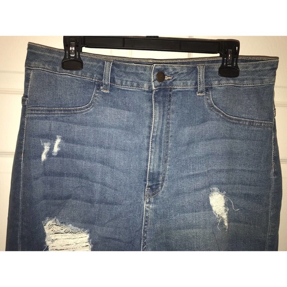 AP BLUE Jeans 2X, Stretch Distressed Medium Wash, Super High Rise - Picture 5 of 16